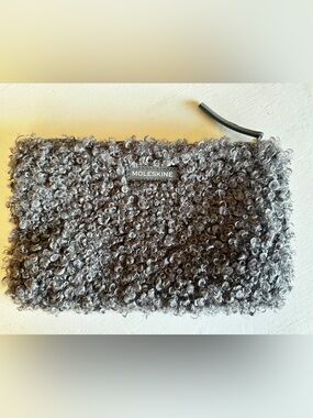 MOLESKINE Gray Curly Faux-Shearling Zip Pouch